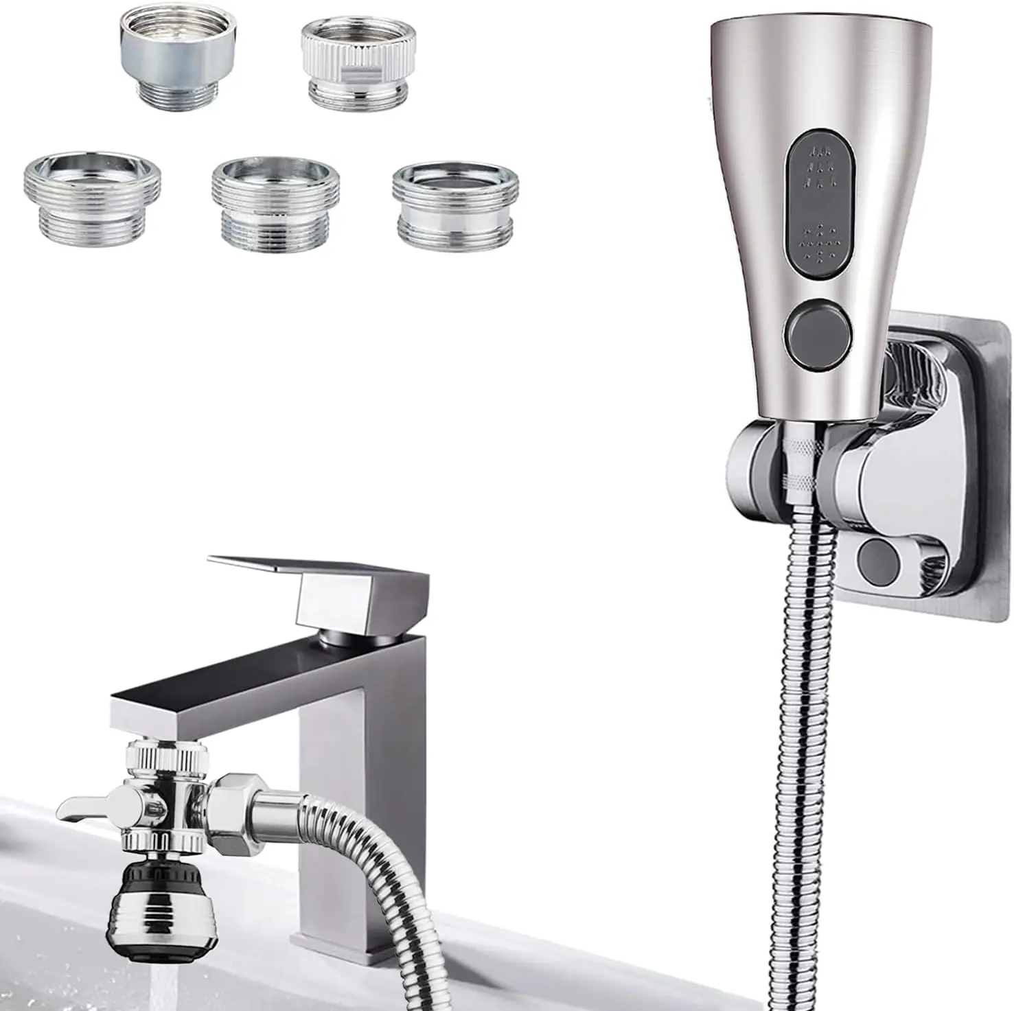 Kitchen Faucet Sink Sprayer Attachment, Sink Hose Sprayer with Aerator For Faucet with Brass Diverter and Stainless Steel Hose for Kithcen,Laundry Room, Bathroom Pet Shower,Hair Washing