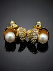 Pearl Heart Shell Earrings Sparkling Rhinestones Fashion Jewelry for Women Elegant Unique Design Ear Cuffs Trendy Accessories