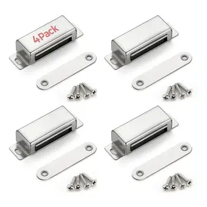 Ravinte Cabinet Door Magnets, 60lbs Strong Magnetic Door Catch, Heavy Duty Magnet Latch, Closet Door Magnetic Catch, Concealed Magnets for Cabinet Doors Cupboard Drawer Wardrobe Closet, 4 Pack Silver