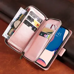 9 Card Slots Leather Case Cover for iPhone 16 Pro Max 16 Plus 16 15 14 13 12 11 Durable Wallet Bag