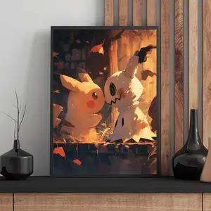 Pikachu and Mimikyu Poster, Anime Print, Bedroom Aesthetic, Unframed Japanese Style Art, Home Decor, Gift Perfect