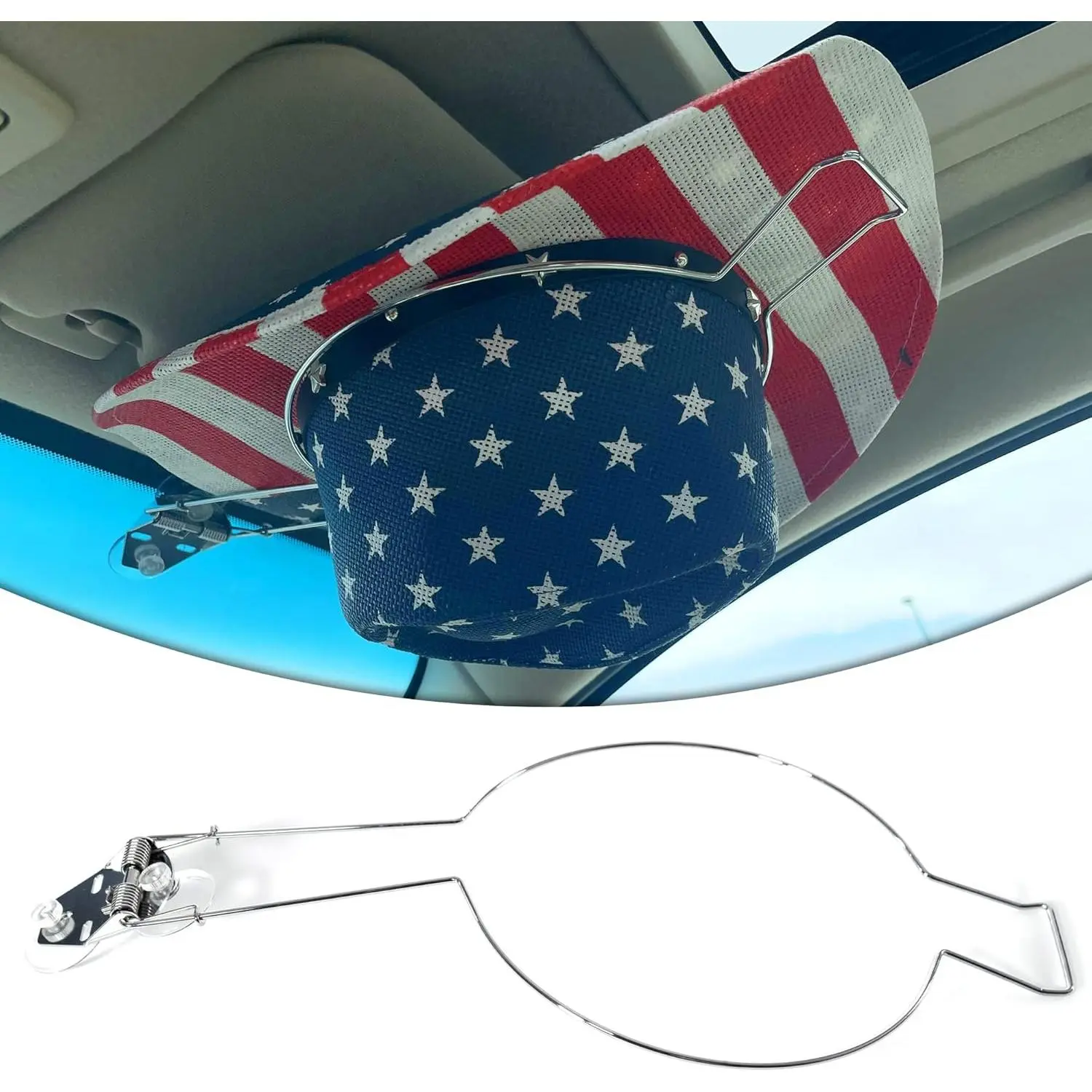 Cowboy Hat Holder - Hat Rack Clip for Western Hats - For Cars, Trucks and Vans - Complete with Suction Cups