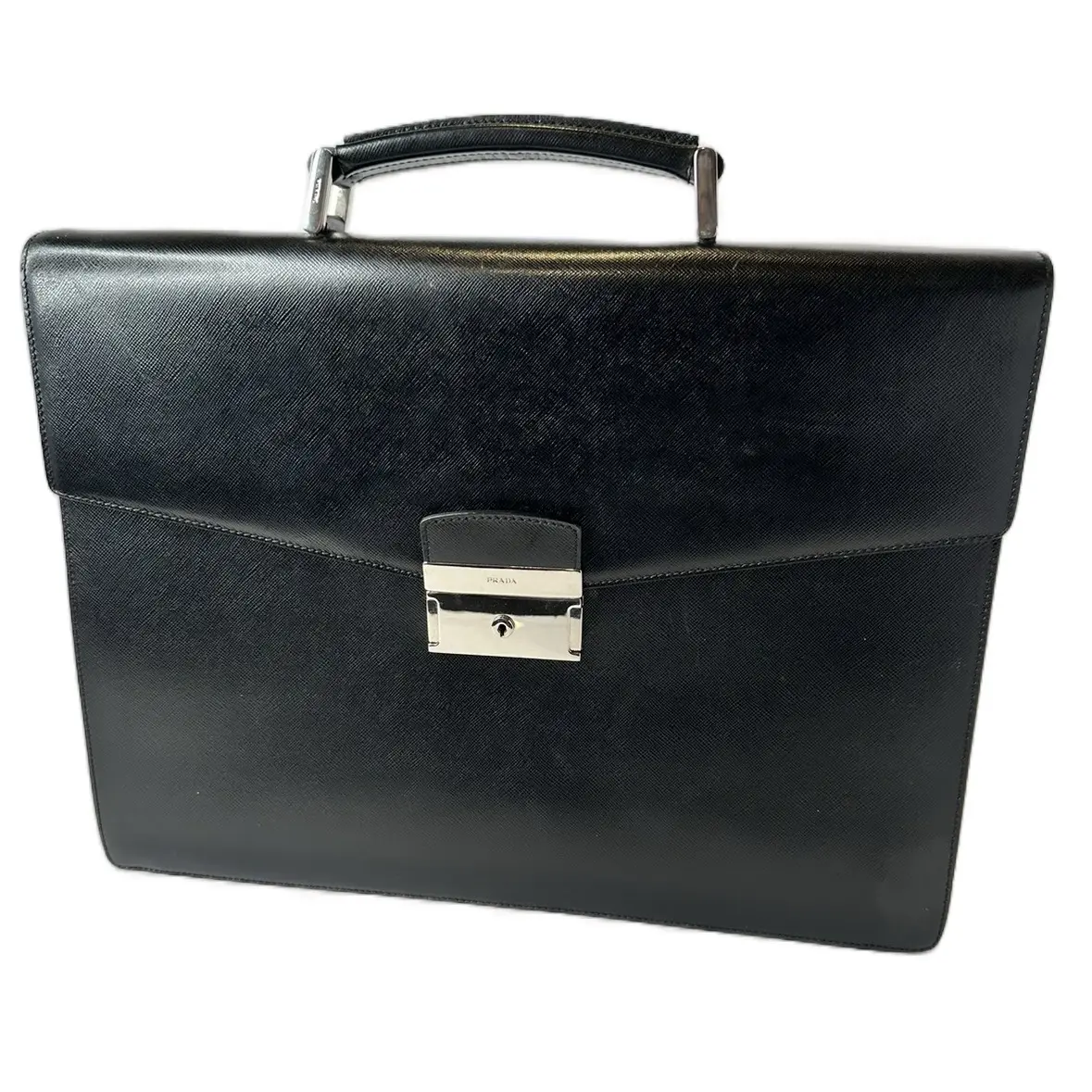 Pre-owned PRADA N/A Clutches & Wristlets Briefcase Laptop Leather Bag Black