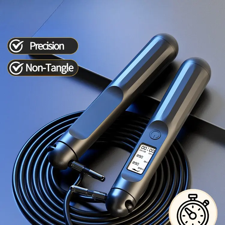 Digital Counting Skipping Rope with Countdown Timer - Adjustable 2.8m PVC Rope, 60-Second Timer for Home Fitness, HIIT Workouts, Fitness For Everyone, Jump Rope Fitness