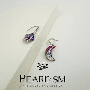 【Live】PEARLISM Dainty Everyday Baroque Pearl Earrings | 11MM+ Star-Moon Silver Hypoallergenic-AFBE002