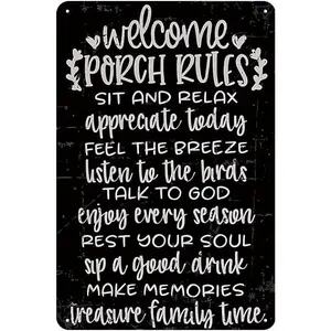 ART Welcome Sign for Front Porch - Patio Porch Signs Outdoor, Vintage Tin Signs for Front Door, Home, Farmhouse, Garden, Patio and Yard Decor Art Accessories, 8 x 12 inch Metal Room Wall
