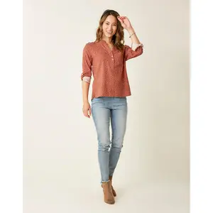 Dylan Twill Shirt: Red Clay Polka Dot
