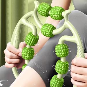 9 wheel leg massager, manual leg massage tool, leg muscle relaxation tool, yoga roller clamp, muscle relaxation tool for women & men, body care