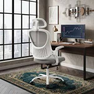 Ergonomic High Back Mesh Office Chair, Adjustable Headrest & Lumbar Support Computer Desk Chair with Flip-Up Arms, Rolling Swivel Chair for Home Office Bedroom Study