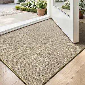 LUMI Ultra Thin Indoor Door Mat 24x36, Low Profile Entrance Mat, Non Slip Rubber Backing Dirt Trapper Doormat for Front Entryway, Beige