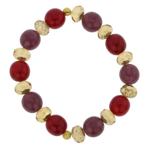 Glass Of Venice Murano Glass Venetian Queen Children's Stretch Bracelet - Red and Purple