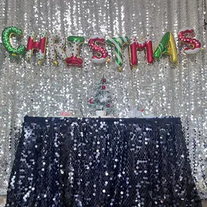 18mm Big Sequin Table Skirt Rose Gold 6FT Rectangle - Extra Large Sparkly Glitter Table Skirting for Wedding Birthday Party Baby Shower Bridal Event