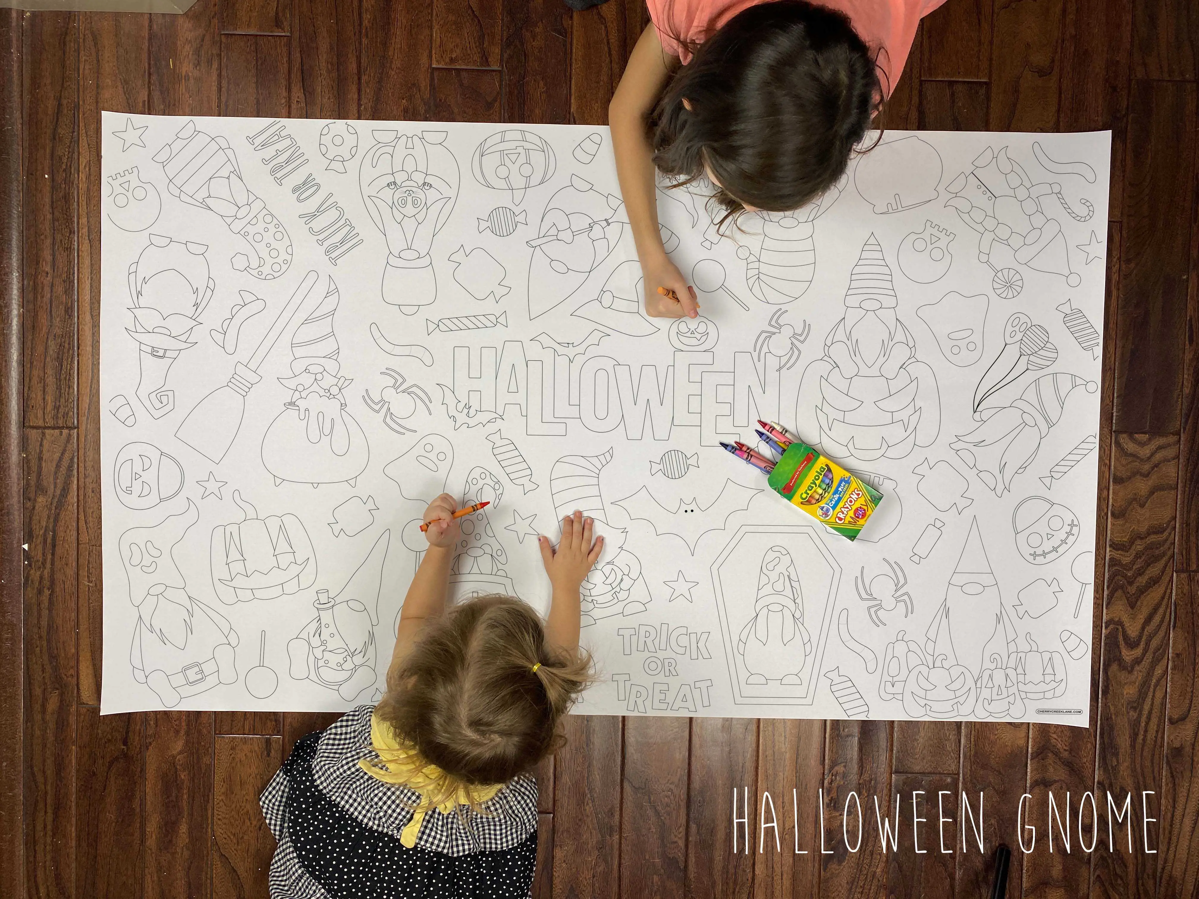 Halloween Gnome Table Size Coloring Sheet