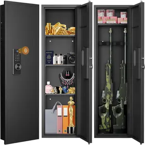 53.15" Wall Safe Between the Studs, Biometric Fingerprint Hidden Safe with Dual Alarm System and Silent Mode, Wall Gun Safe with 3 Adjustable Shelves and Magnetic Slot (Black-Fingerprint)