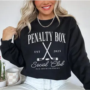Penalty Box Social Club Sweatshirt, Personalized Hockey Mom Crewneck, Ice Hockey Sweater, Funny Hockey Shirt, Customized Team Apparel