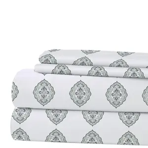 Modern Threads Printed 4-Piece Sheet Set, Claire, King Reversible Microfiber Bedding