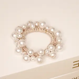 3-Pack Pearl Beaded Hair Ties, Elegant Elastic Hair Scrunchies, Boho Pearl Ponytail Holders, Stylish Decorative Hair Accessories for Women, Soft Stretchy Hair Bands for Daily & Occasion Use          ？