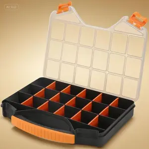 18-Compartment Plastic Storage Box with Hinged Lid - Durable Small Parts Organizer for Nuts, Bolts, Screws - Stackable Hardware Case with Adjustable Dividers - Portable Tool Organizer for DIY & Crafts