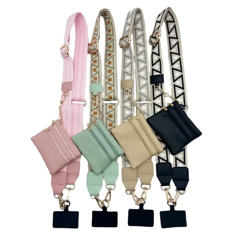 Adjustable Crossbody Phone Lanyard with Zippered Pouch - Clip and Go Strap for Phone and Wallet, Hands-Free Multifuctional Cell Phone Strap for Women/