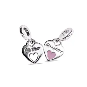 PANDORA Double Heart Split Pink Enamel Charm 799187C01