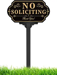 No Soliciting Sign for House with Stake - Adjustable Height - 12.7 x 6.6 Inch/36 Inch High - 50-mil Thick  -Metal No Soliciting Yard Sign for /Front Door and Business ()
