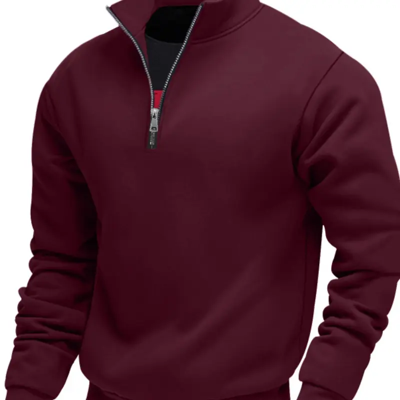 Men's Fall Winter Fleece Lined Zipper Closure Hooded Hoodie, Casual Warm Pullover Sweatshirt, Thick Fabric, Plain Color, Long Sleeve, Fitted Style, Tops
