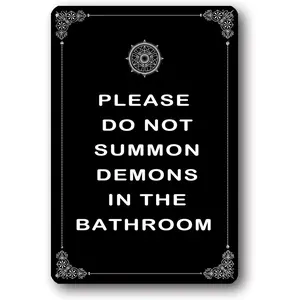 Please Do Not Summon Demons In The Bathroom, Gothic Bathroom Decor Wall Art, Halloween Decorations, Funny Dark Humor Goth, Witchy Room Decor, Gothic Room Décor
