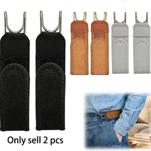 Unisex Buckle-Free Belt with Metal Hooks, Tactical Elastic Waistband, Adjustable Soft Side Strap, 2-Pack in