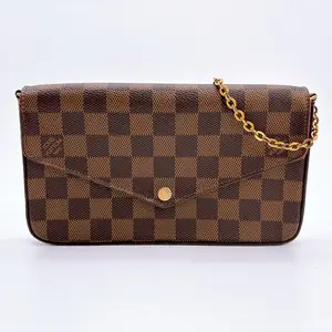 Pre-owned Louis Vuitton leather Crossbody Bags Damier Canvas Pochette Felicie Bag