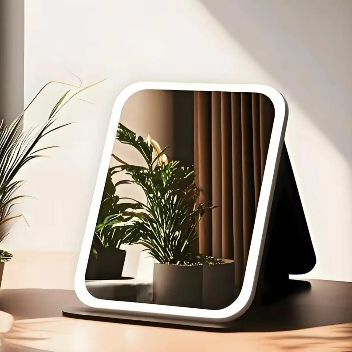 Portable LED Makeup Mirror with 3-color dimmable touch screen light, portable foldable LED makeup mirror, rechargeable travel makeup mirror, Mirror with lights, Rechargeable lighted mirror, birthday gift, Christmas gift