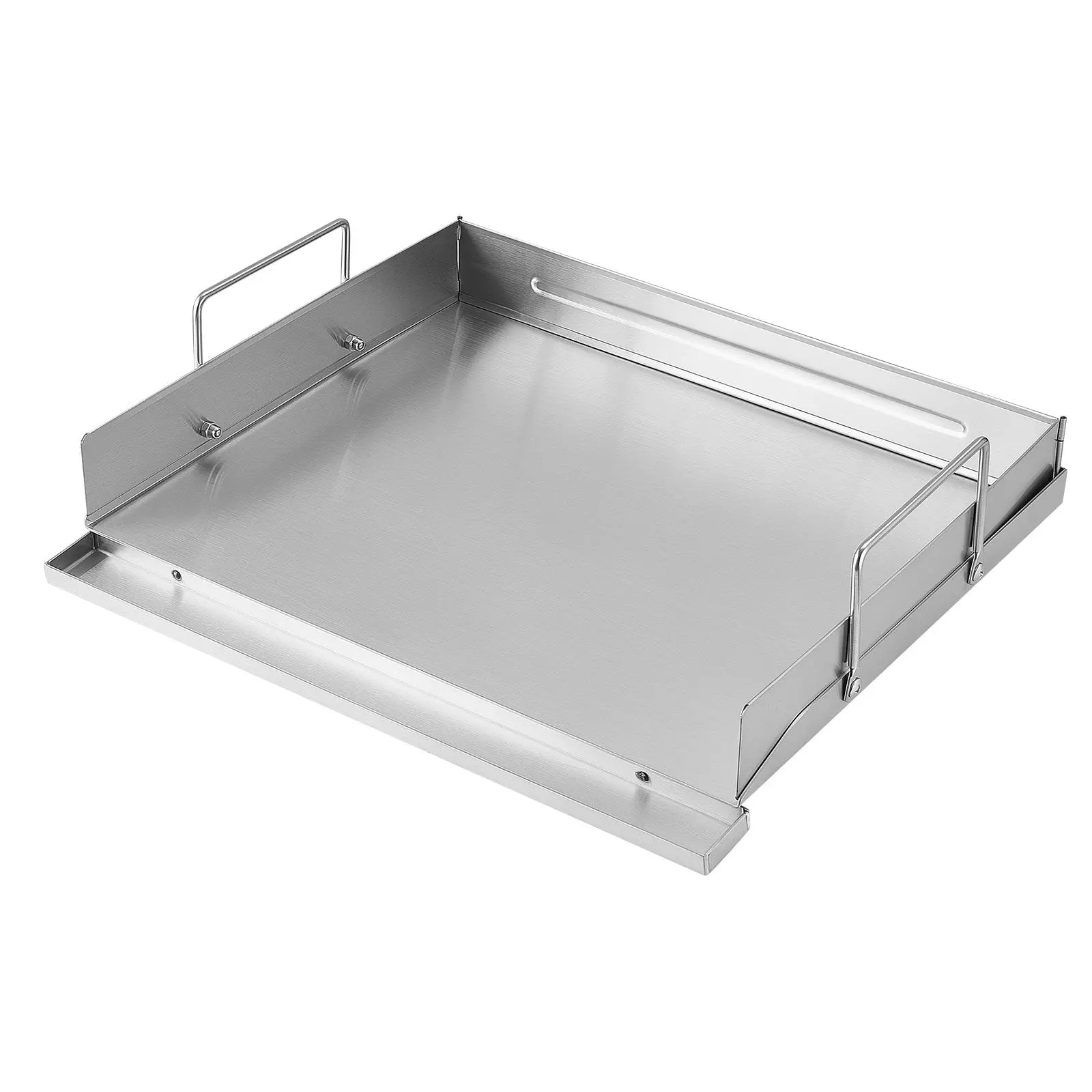 VEVOR Stainless Steel Flat Top Griddle - 18x16 in Rectangular Shape Flat Top Plate, Portable Handle, Even Heat Dist., Family BBQ Eggs Burgers, Compatible with Gas Grill/Stove/Oven