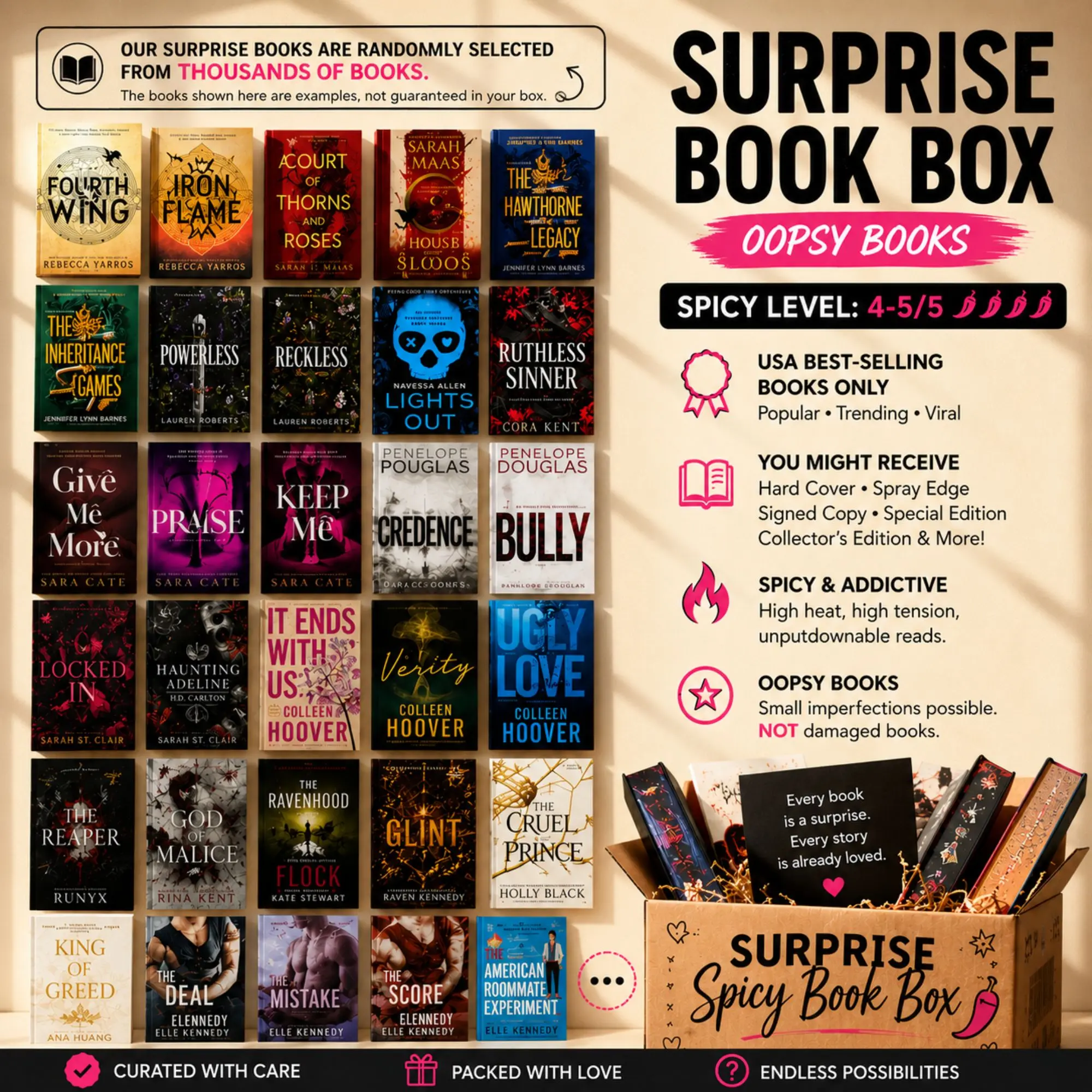 Oopsy Surprise Spicy Book Choice | Random Spicy Romance & Romantasy Book From Massive Hidden Catalog | TikTok Viral Blind Book Experience (4–5 Spice)
