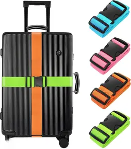 4 Pack Luggage Straps 79" Long Belts Keep Suitcase Secure While Traveling, TSA Approved Add a Bag Premium Accessory for Travel Bag Closure (Blue+Orange+Rose Pink+Green)