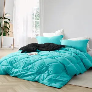Aqua/Black Reversible Twin XL Comforter