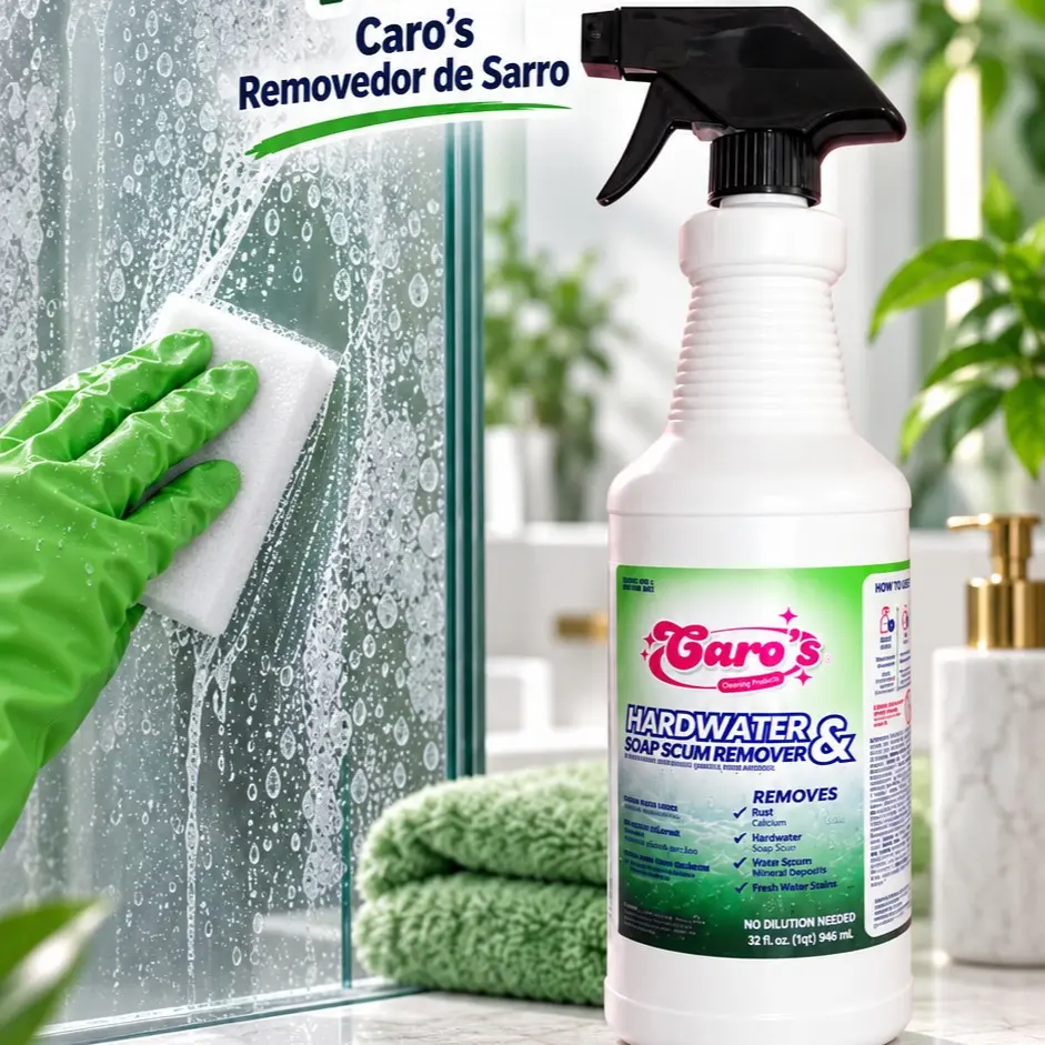 Caro's Soap Scum & Hard Water Remover 32 fl.oz - Ready to use Bathroom Cleaner- Sinks, Showers, Toilets, Glassshower, Porcelin