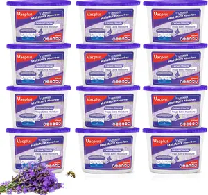 Moisture Absorbers, 10.5 Oz Humidity Absorber Boxes Attracts Extra Moisture from Your Bathroom, Closet, Kitchen & Study, Dehumidifier, Odor Eliminator for Closet (Lavender Scent), 12 Packs