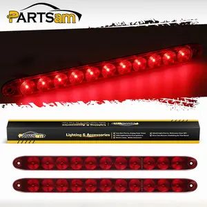 Partsam 2PCS Red 15" 11 LED Trailer Light Bar Sealed Stop Turn Tail Park Third 3rd Brake Light Truck Trailer Marker ID Bar Waterproof DOT Compliant