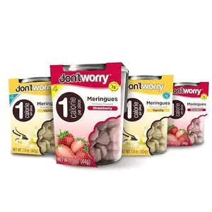 Don't Worry Keto Friendly Meringue Cookies - Strawberry & Vanilla Cookies, 4 Calorie Meringue Cookies, Low Carb Snacks, Healthy Protein Snacks - 4 Pack