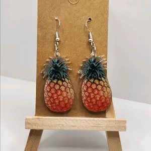 Pineapple Earrings - Premium Quality Plastic Hook Earrings with Vibrant Colors for Everyday Wear & Quirky Fashion Accessories