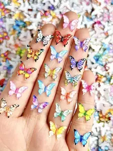 50/110pcs Mini Resin Butterfly Series Decorations, Colorful Insect-Themed Ornaments Suitable for Nail Art, Scrapbooking, Hair Clips, Jewelry Making and Christmas Crafts, Home Decor, Hallway Decoration, Office Decor, Animals, Creative Nail Art
