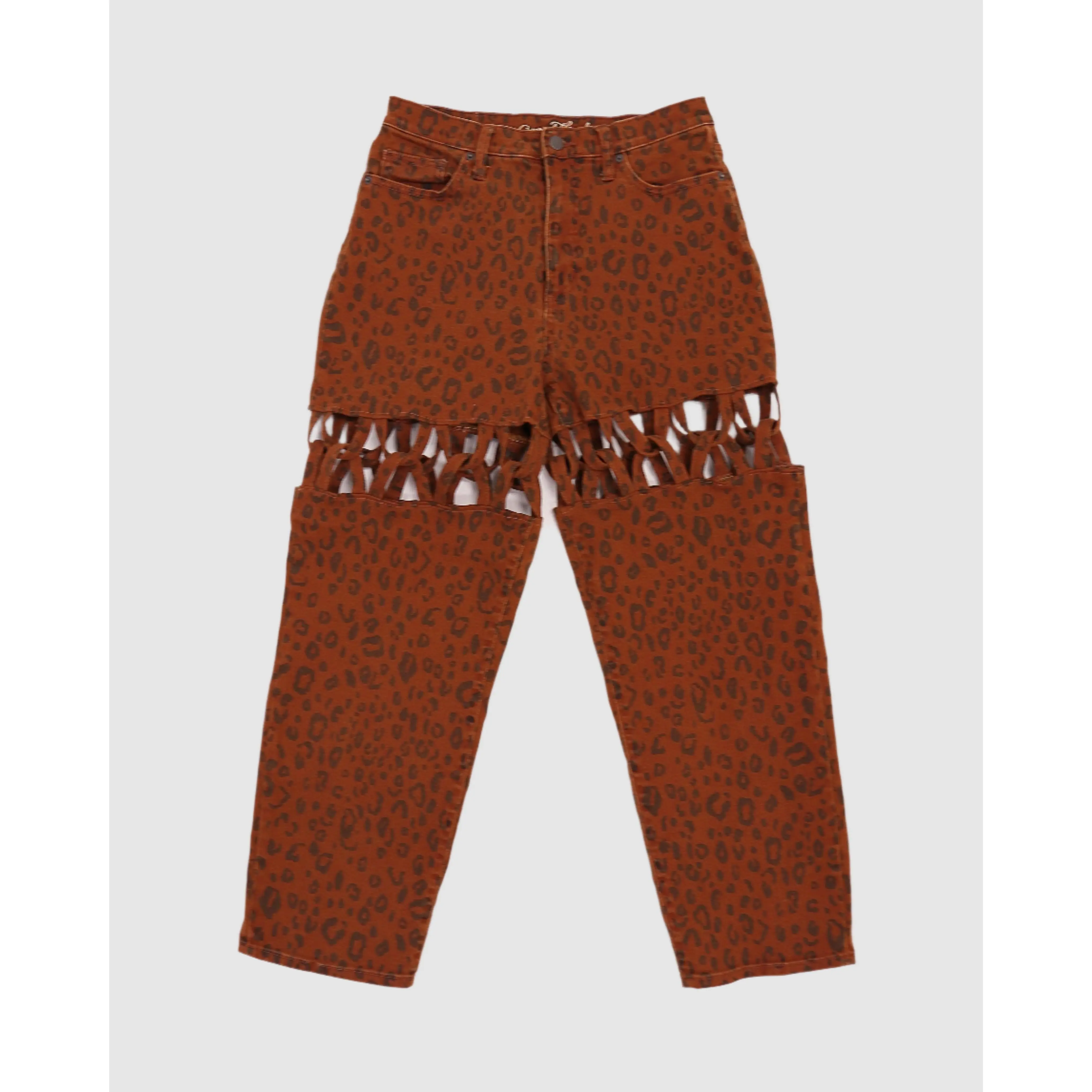Criss Cross Jeans - cheetah print (size 8)