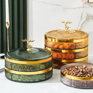 A home living room candy box, high-end light luxury transparent dried fruit plate, Spring Festival nut snack storage box, desktop storage box