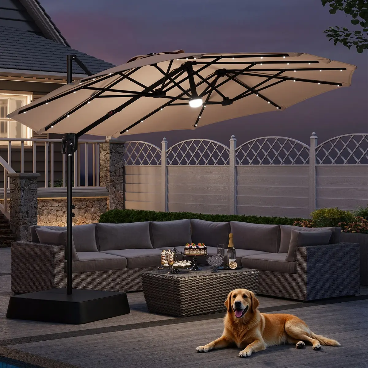 13FT Beige with Solar Light