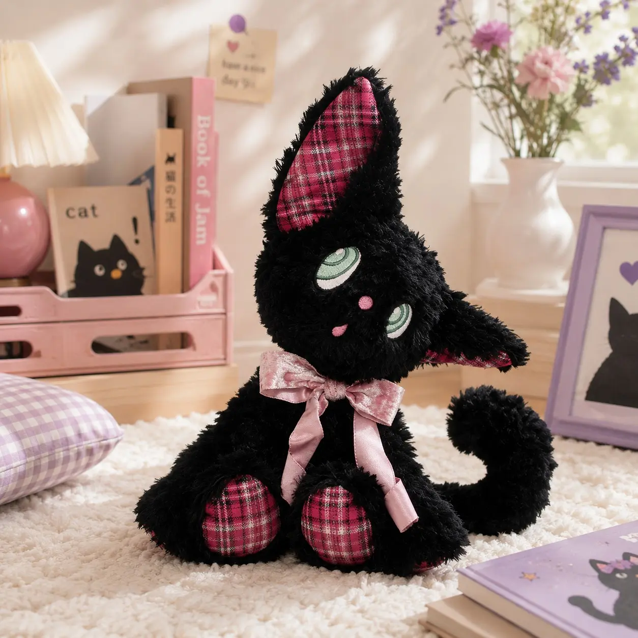 Pet Plush Toy, Adorable Cat Pillow, Cute Kitty Doll, Kawaii Stuffed Animals, Soft Huggable Cuddly Gift, Perfect for Cozy Bedroom, Sofa Decor, Ideal Gift Decoration
