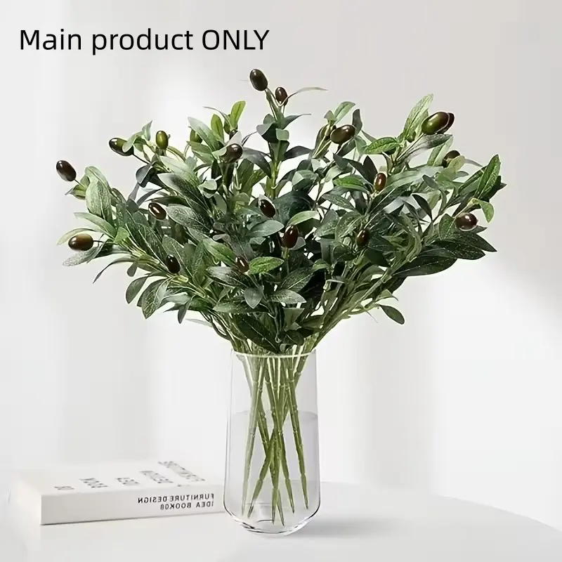 Set of 6 Decorative Artificial Flowers, Olive Branches, Imitation Olive Greenery with Berry Stems, Home Decoration, Table Centerpieces, Festive Decor, Lifelike Artificial Flower, Artificial Flower Decorations
