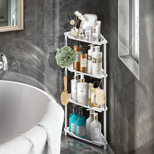 Corner Shower Caddy - 2/3/4/5 Tiers Freestanding Shower Shelves Storage with Large Capacity, Rustproof, Quick Drainage - White