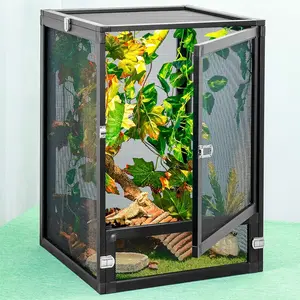 13 Gal Detachable and Foldable Reptile Butterfly Cage Terrarium, 360? Observation, Airflow, Interaction in Gecko Tank for Crested Geckos, Leopard Geckos, Chameleons, Bearded Dragons