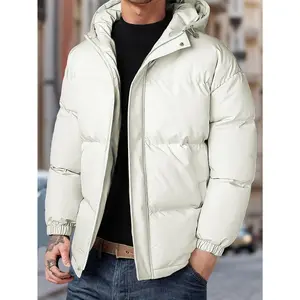 Men's short hooded thick warm cotton jacket Large windproof loose casual bread jacket American style minimalist multi pocket thick cold resistant down jacket