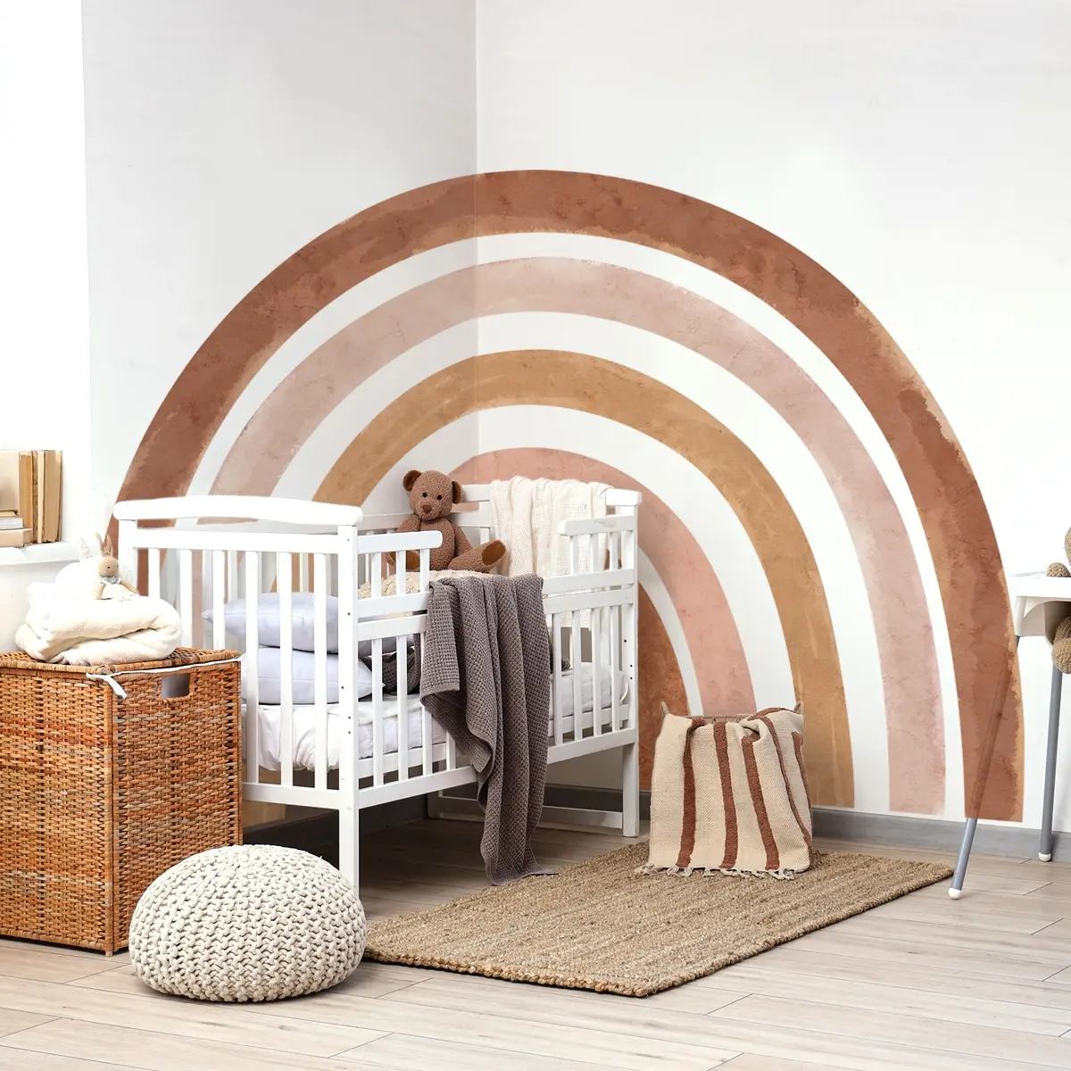 A set of five (30*90cm*5pcs) new hand-painted bohemian-style extra-large rainbow art wall stickers for living room and bedroom decoration background wall decals (ATW6117-ZY)