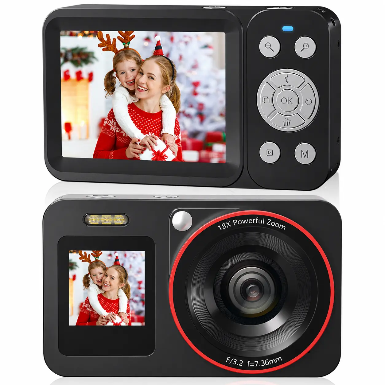 Deatti Compact Digital Camera for Kids & Beginners, Portable Point-and-Shoot Starter Camera with Rechargeable Battery and Built-in Preview Screen, Simple Camera for Daily Photos summerwins Recording Flash camera digital